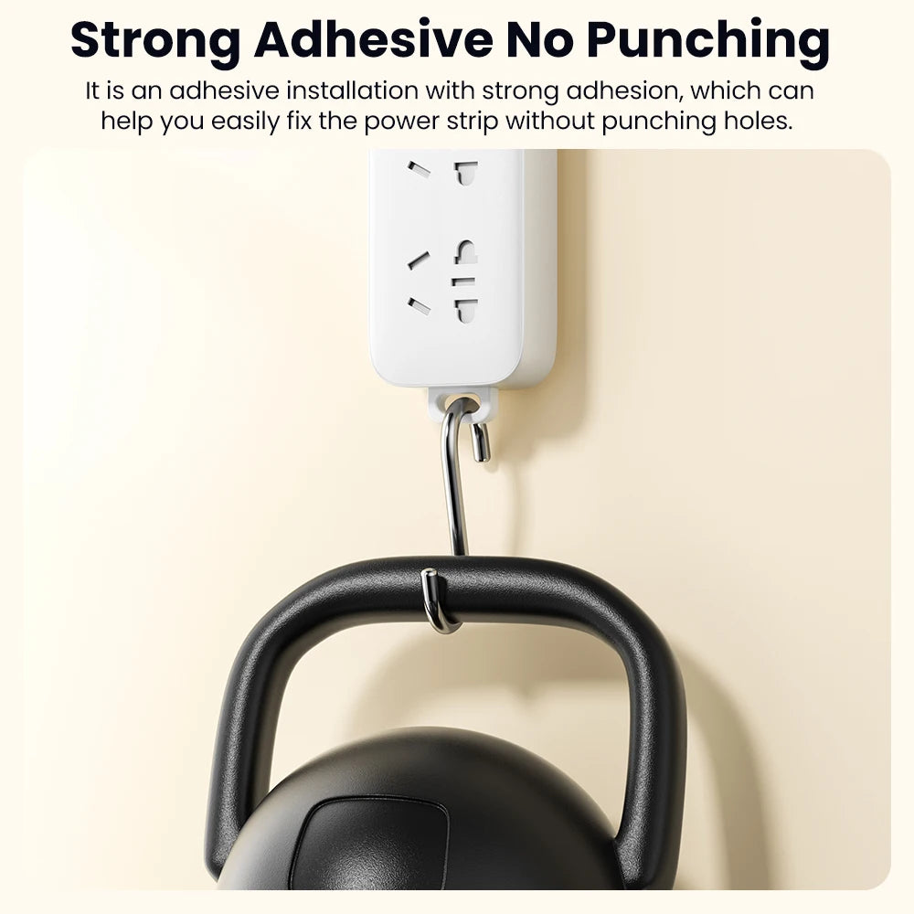 Toocki self-adhesive power socket strip fixator for wall-mounted plug holder