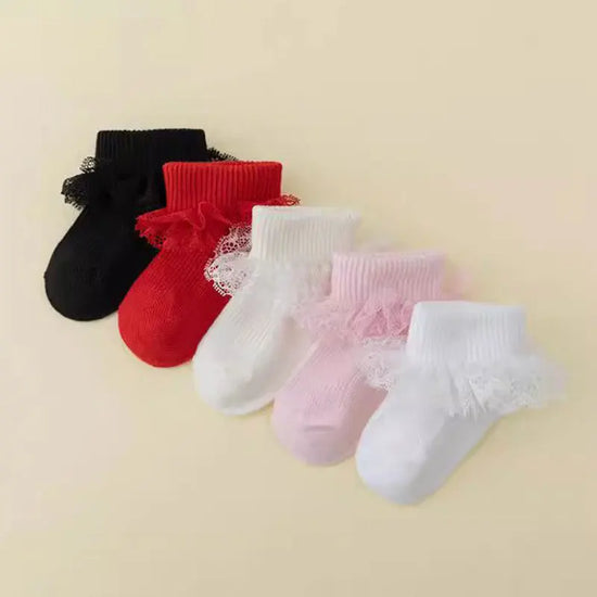 Baby Socks for kids girl 0-12 Months 5 Pairs - Lace Princess  Spring Autumn for Toddlers