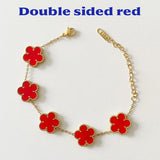 2024 New Luxury Bracelet Women Double-sided Flower Valentines Day Gift Couple Bracelets Stainless Steel Jewelry Clover Fashion