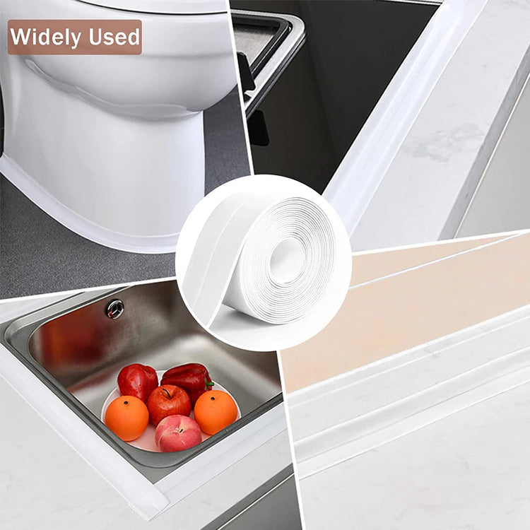 3.2M self-adhesive PVC caulk tape for waterproof sealing in kitchens and bathrooms