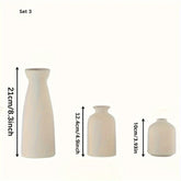 Set of 3 ceramic vases in neutral tones, ideal for rustic and farmhouse home decor