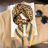 Luxury brand silk plaid square scarf for women, styled as a neck or hair tie