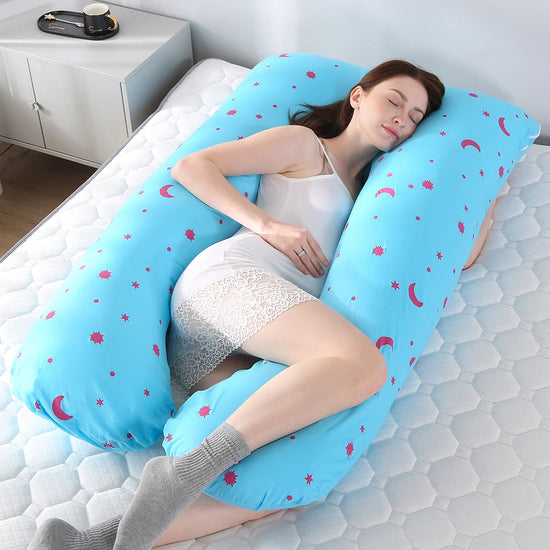 Maternity Pillow Case Multifunction Cotton Printing Cover U-shape Pregnant Women