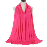 Long Muslim shawl made of modal cotton jersey fabric, wrapped elegantly around the head and ne
