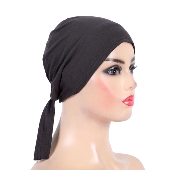 Cotton inner hijab with adjustable tie-back design, breathable and comfortable fit