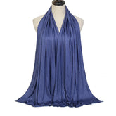 Long Muslim shawl made of modal cotton jersey fabric, wrapped elegantly around the head and ne