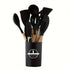 12-piece silicone kitchen utensil set with wooden handles and non-stick design