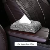 Luxury diamond tissue box holder with rhinestone embellishments for car and home decor