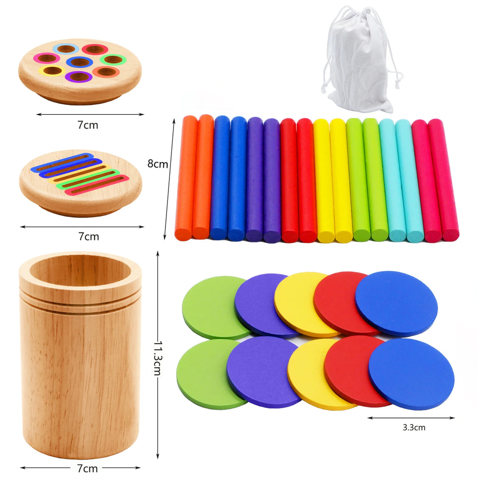 Wooden Matching Toys Montessori Color Matching Sorting Stick Balance Toy Fine Motor Skills Math Learning Educational Toys Kids