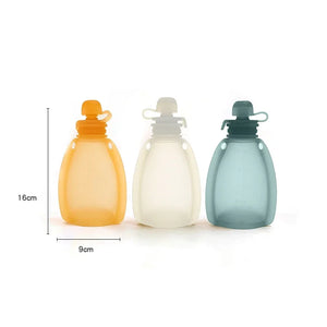 120ML Bpa Free Refillable Silicone Baby Food Bags Reusable Squeeze Storage Containers for Toddlers Kids Bpa Free