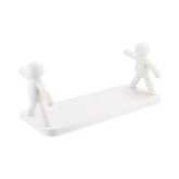 Self-adhesive plastic bathroom shelf for shampoo and towel storage