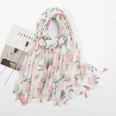 180x90cm printed tassel shawl, ideal for hijab, wrap, or casual beach cover-up
