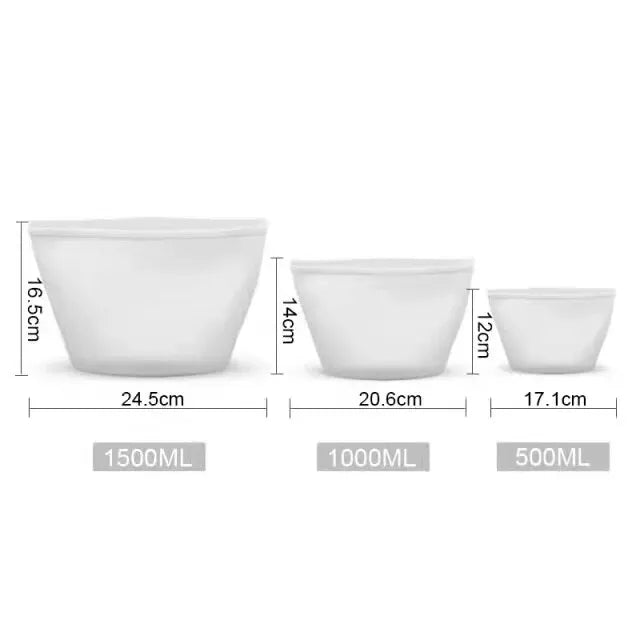 3PCS Silicone Food Storage Bag Reusable Stand Up Zip Bag Leakproof Containers Fresh Bag Food Storage Bag Fresh Wrap Ziplock Bag