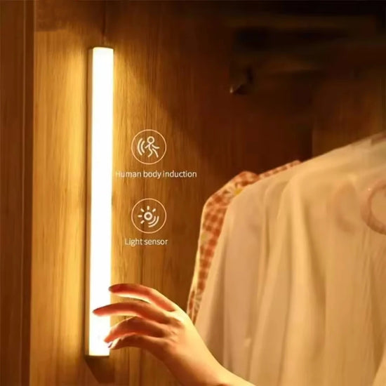 10cm rechargeable PIR motion sensor LED bar light with magnetic mount for compact spaces