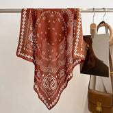 70cm square scarf for women with cashew print, breathable imitation silk fabric