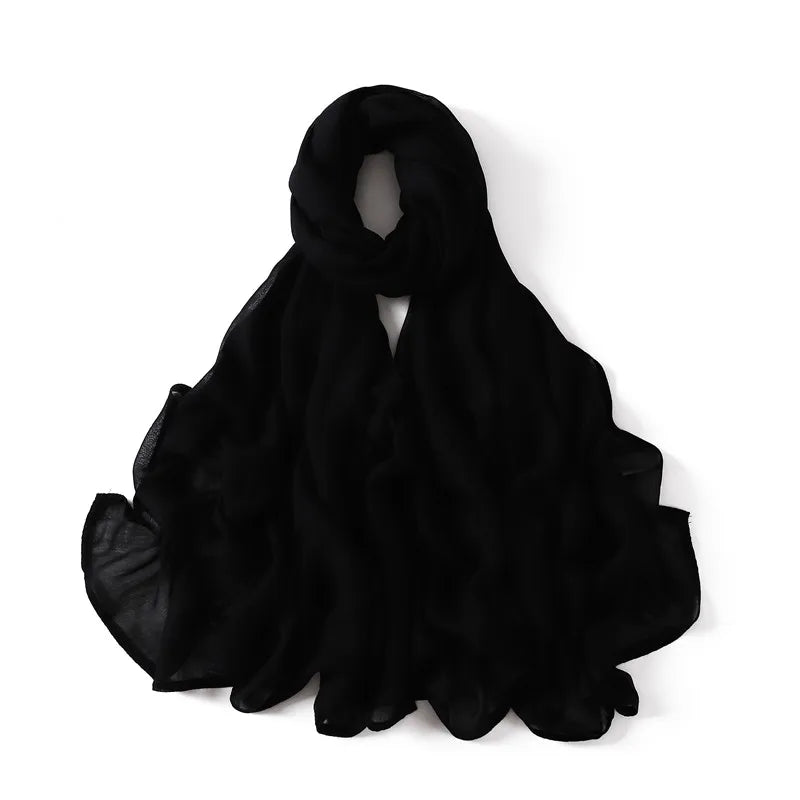 Elegant large hijab scarf in plain design, ideal for prayer, casual wear, or layering