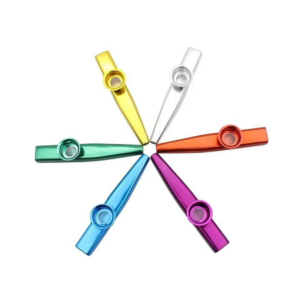 Aluminum alloy kazoo featuring five diaphragm membranes for adjustable tone control