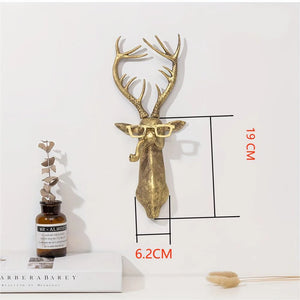 Decor Wall Art Decor Deer Head Wall Hanging Home Decor Bronzed Resin Animal Hanging Sculpture Animal Head Wall Hanging Ornaments