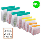 4-10Pcs/Set Stand Up Food Storage Bag Reusable Freezer Sandwich Ziplock Silicone PEVA Bag Kitchen Organizer Storage Fresh Bags