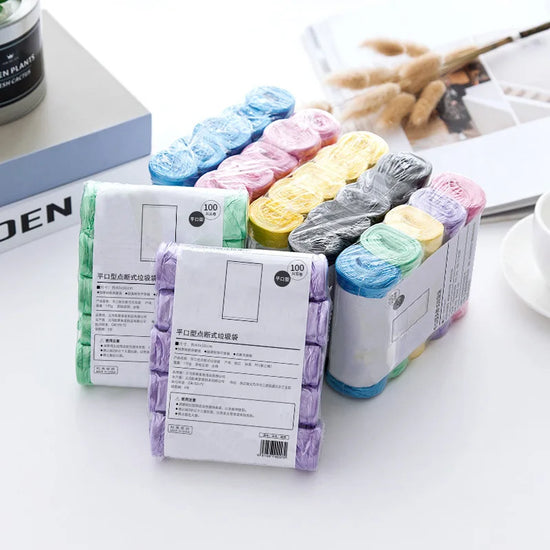 100-piece disposable trash bags in 5 rolls for kitchen and household use