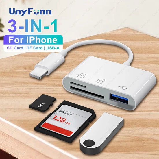 Lightning to USB and card reader adapter for iPhone Pro Max models