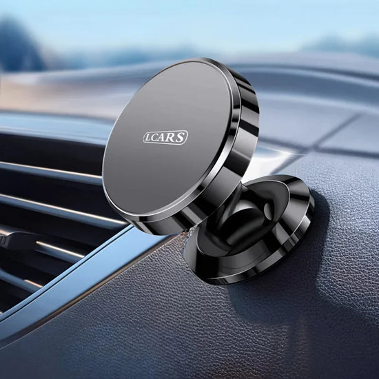 The magnetic dashboard is glued to the car mount for mobile phone navigation