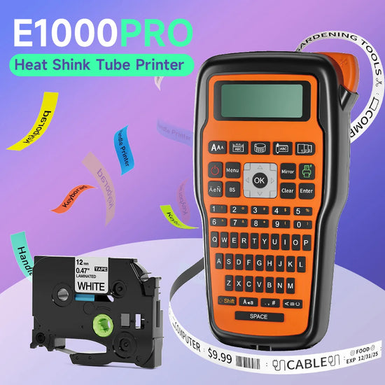 Portable Label Printer E1000 PRO Label Maker Machine with Tape USB-C for Power Multiple Font Icon for School Office Organization