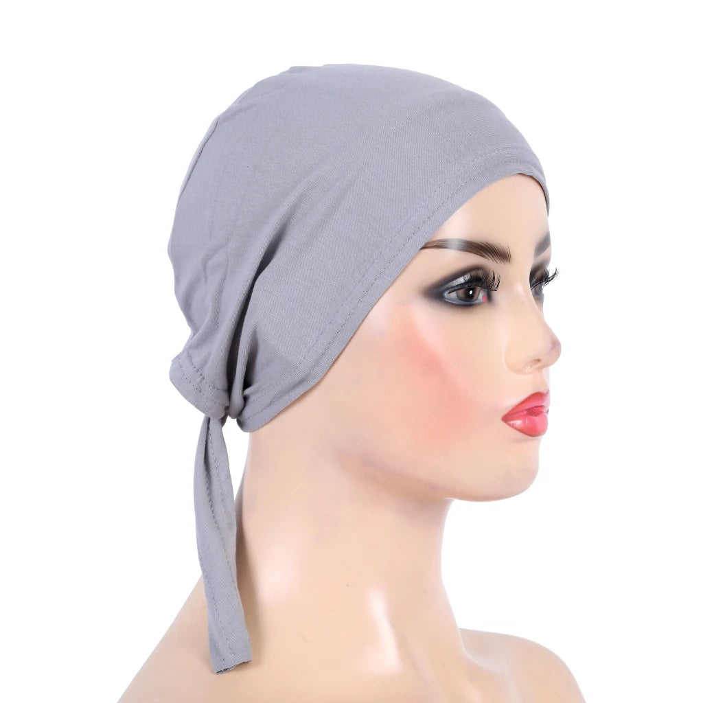 Cotton inner hijab with adjustable tie-back design, breathable and comfortable fit