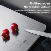 Easy-to-clean stainless steel food prep board ideal for busy kitchens