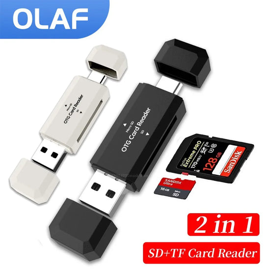 High-speed memory card reader with USB and Type-C interface for SD and TF cards