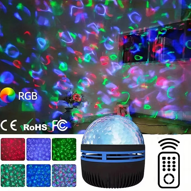 Bedroom night light with star and ocean wave projection