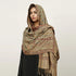 Soft and warm cashmere hijab with bohemian print, styled as a headscarf or wrap