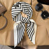 Luxury brand silk plaid square scarf for women, styled as a neck or hair tie
