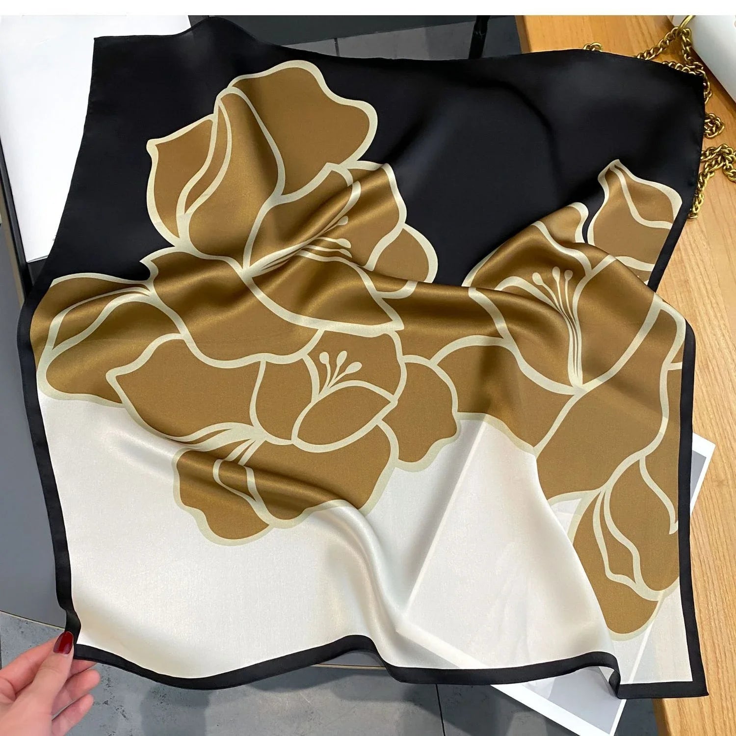Versatile silk scarf for women with a luxury feel, perfect for hijab or bandana use