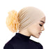 Elastic hair band turban for women, comfortable beanie style with flower accent