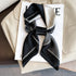 Luxury brand silk plaid square scarf for women, styled as a neck or hair tie