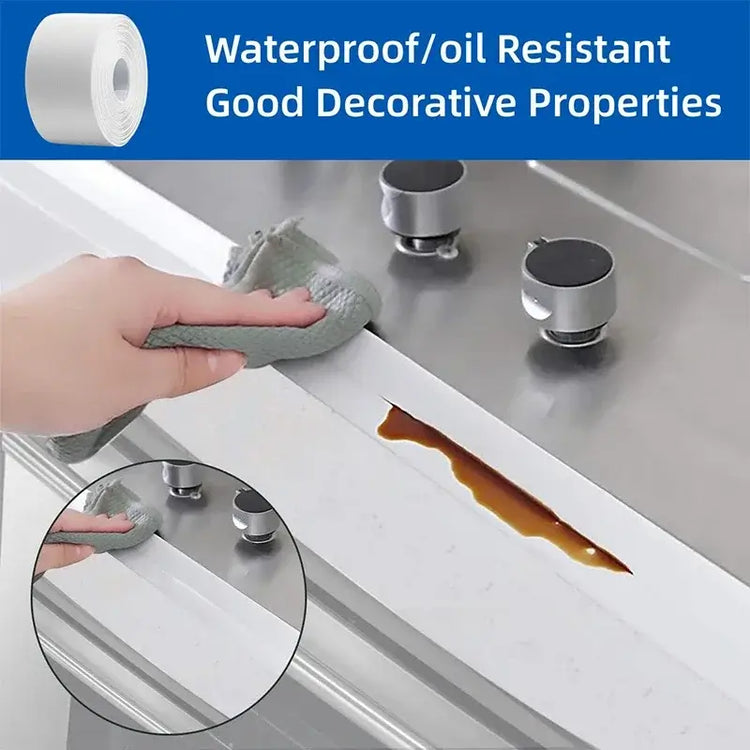 3.2M self-adhesive PVC caulk tape for waterproof sealing in kitchens and bathrooms