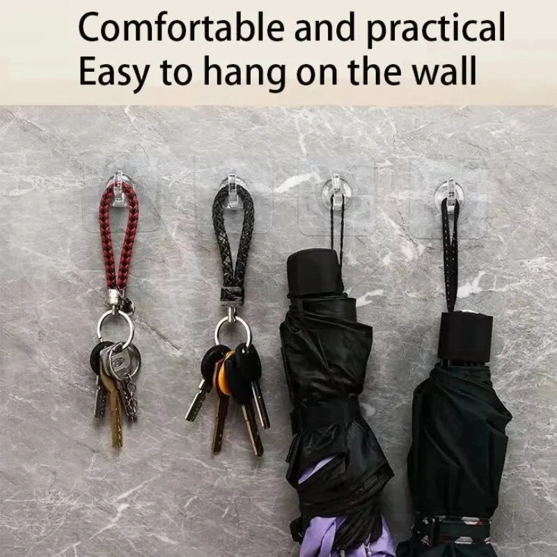 Set of 30 transparent self-adhesive wall hooks for keys, towels, and kitchen utensils