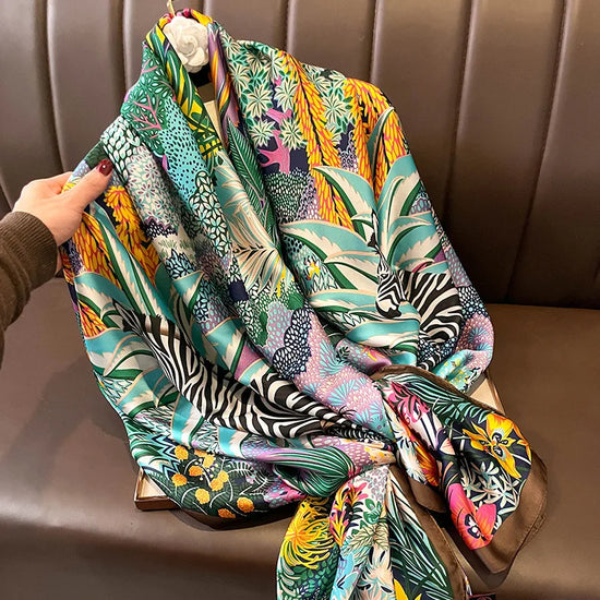 Elegant silk satin hijab for women, lightweight summer scarf or female echarpe