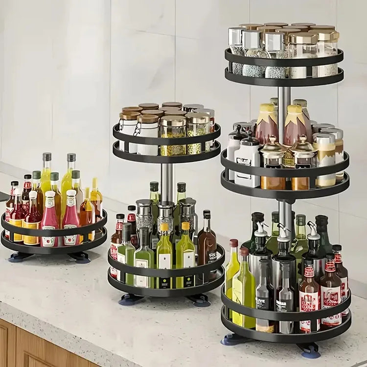 360-degree rotating spice rack organizer with multi-layer design for kitchen stor