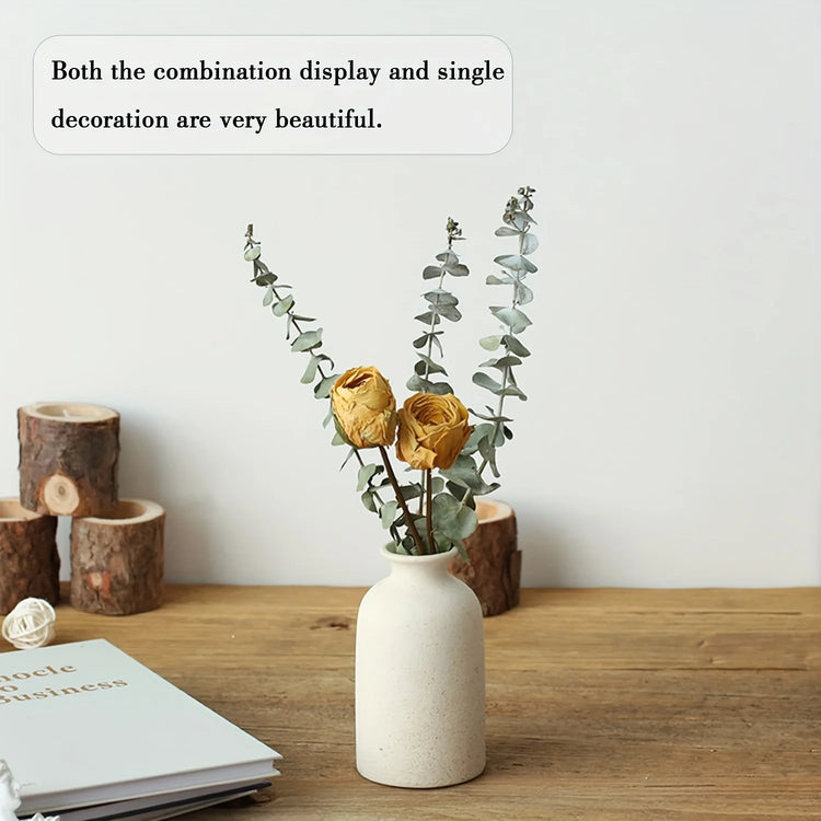 Set of 3 ceramic vases in neutral tones, ideal for rustic and farmhouse home decor