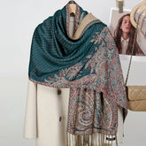 Stylish paisley embroidered head wrap in breathable cotton-viscose blend for women
