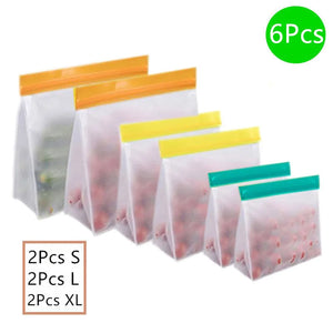 4-10Pcs/Set Stand Up Food Storage Bag Reusable Freezer Sandwich Ziplock Silicone PEVA Bag Kitchen Organizer Storage Fresh Bags