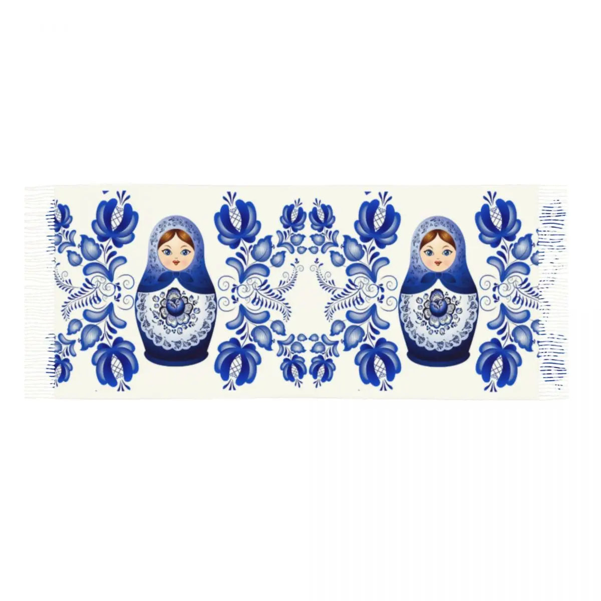 Soft and cozy scarf with colorful Matryoshka doll design