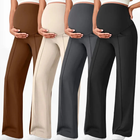Plus Size Maternity Straight Pants 2026 Autumn Winter High Waist Pregnant Women Wide-leg Pants Outer Wear Premama Loose Trousers