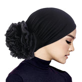 Elastic hair band turban for women, comfortable beanie style with flower accent