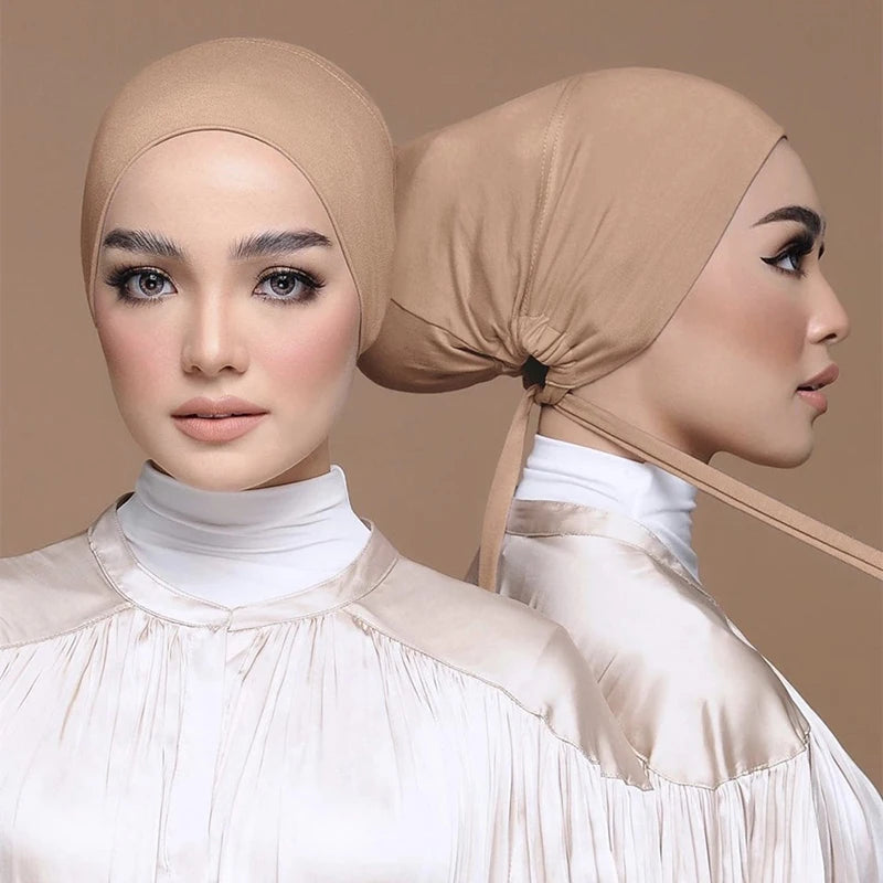 Soft modal Muslim turban hat for women, used as inner hijab cap or underscarf bonnet