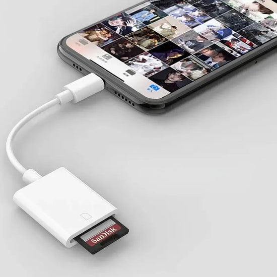 Lightning to SD card reader adapter for iPhone and iPad, supports micro SD and TF cards