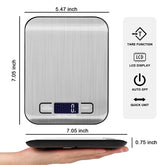 Electronic food weighing scale with tare function and backlit LCD screen