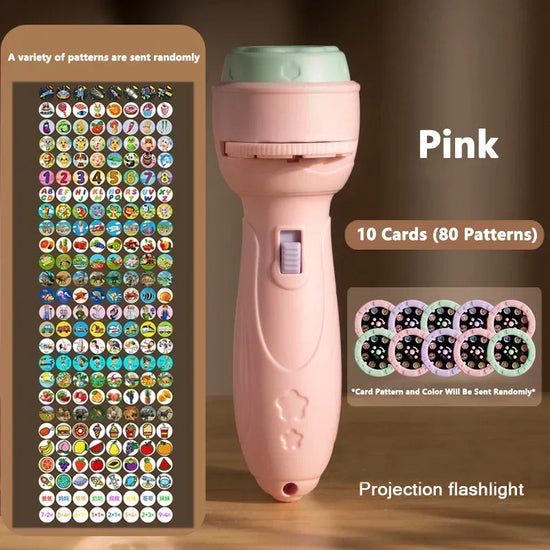 Baby Projector Torch Cartoon Projection Flashlight Early Education Cognition Before Bedtime Story Book 80 Patterns Luminous Toys